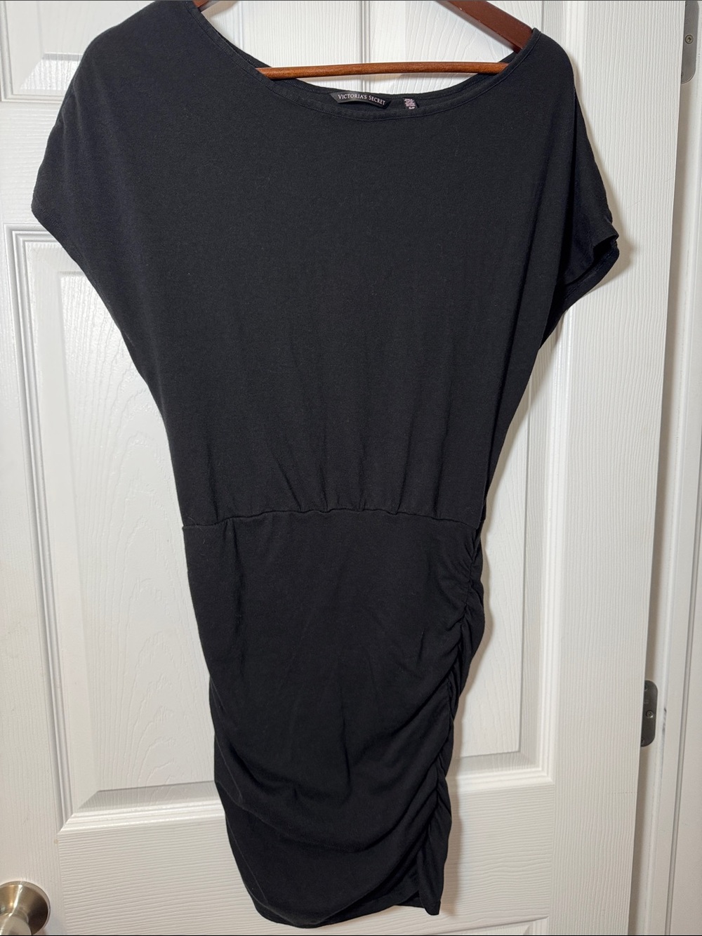 Victoria's Secret Black Midi Dress with Side Ruching